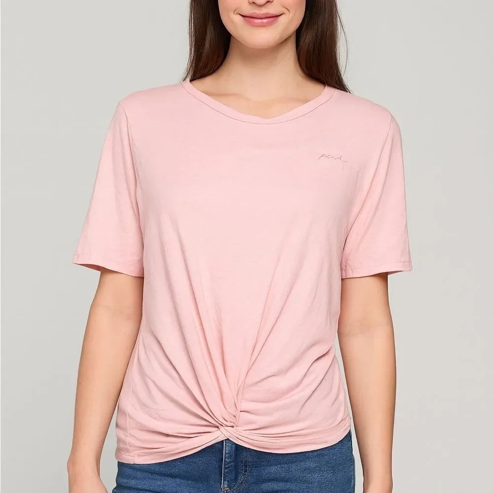 PINK Victoria's Secret Light Pink Short Sleeve Tee tie front size L